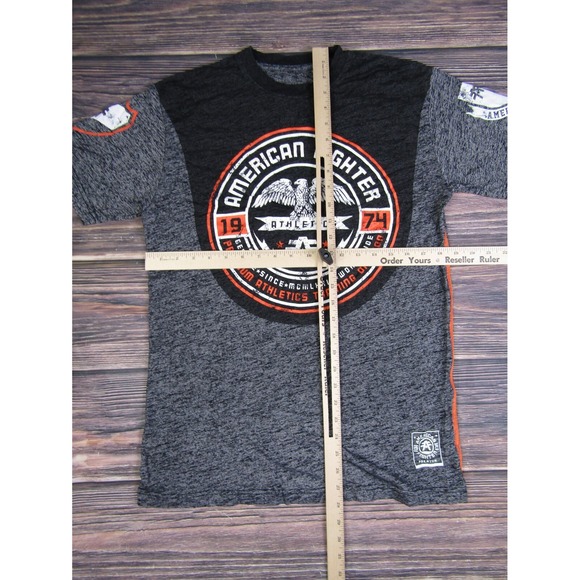 American Fighter Mens Medium Training T Shirt UFC MMA Gym Workout Gray Black - Picture 3 of 6